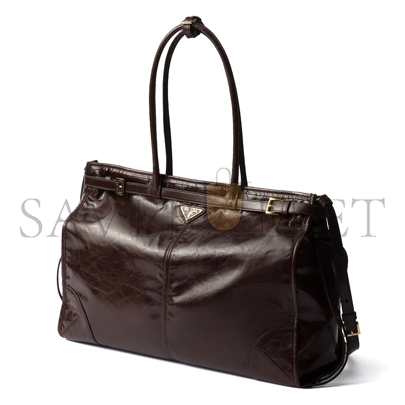 Pra*a bonnie extra large leather handbag 1ba439 (42*30*12cm)